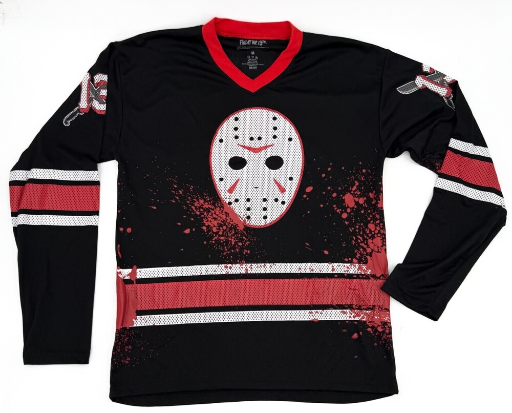 Friday the 13th Shirt Mens Medium Black Jason Voorhees Hockey Pullover Jersey